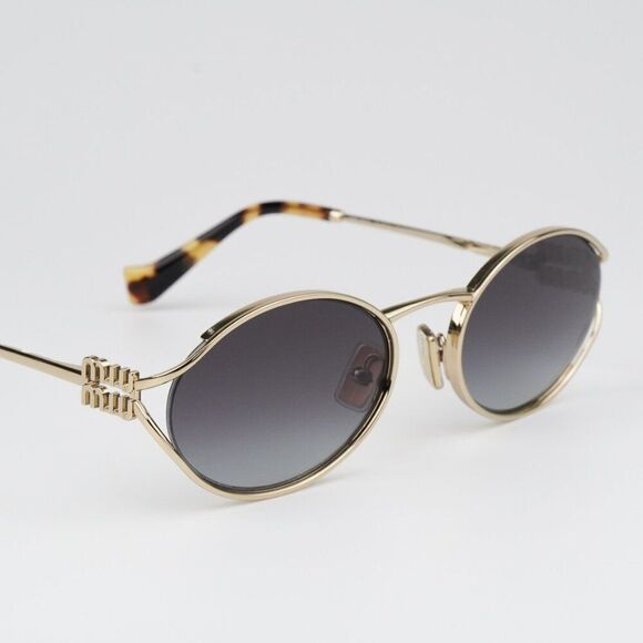 NEW Miu Miu MU52YS ZVN5D1 Pale Gold Grey Gradient Oval Unisex Sunglasses main image 5